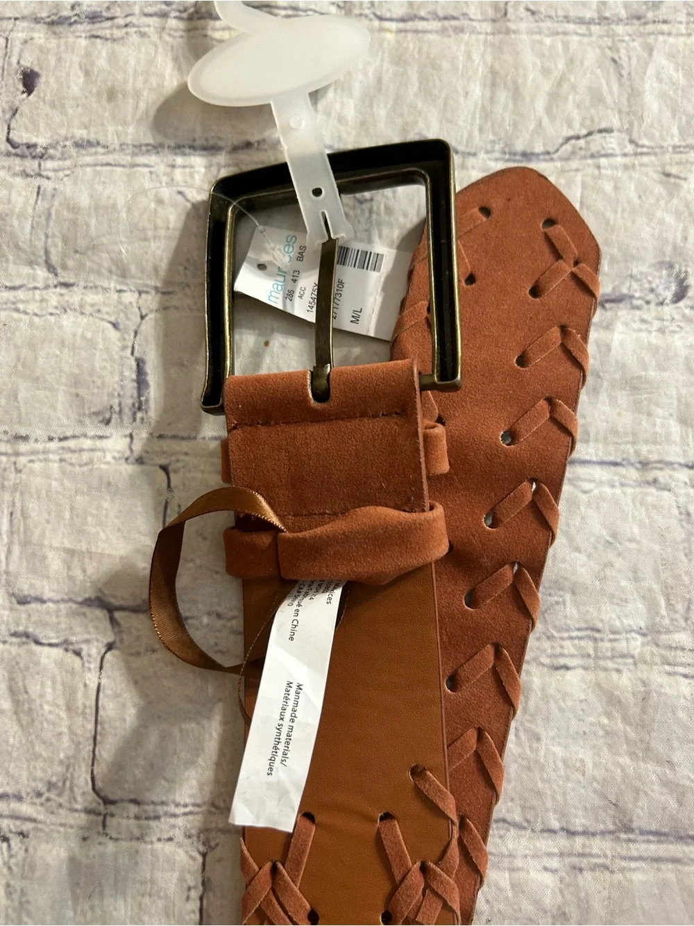 MAURICES WIDE RUST COLOR WOVEN BOHO BELT M/L & SUEDE STUDED BOHO AEO BELT